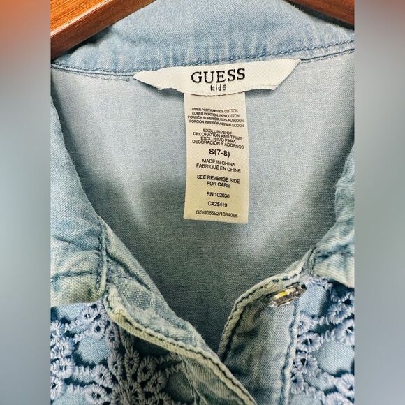 Guess Girls Sleeveless Blue Denim Dress Small (7-8) - Picture 7 of 7